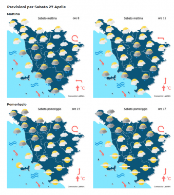 Le previsioni del consorzio Lamma per il 27 Aprile in Toscana