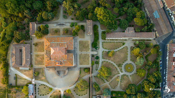 La veduta aerea della Villa Medicea di Poggio a Caiano