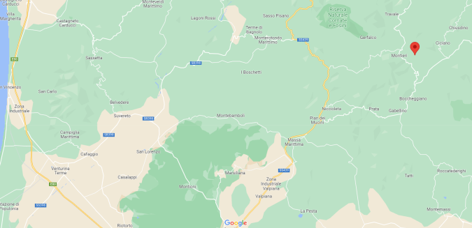 L'epicentro della scossa a Montieri mappa